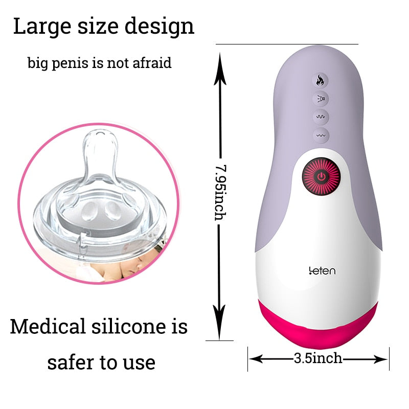 LeTen Automatic Ret retractable heating cup, deep throat blowjob masturbation, sucking, thrusting vibrator, sex toy for adults