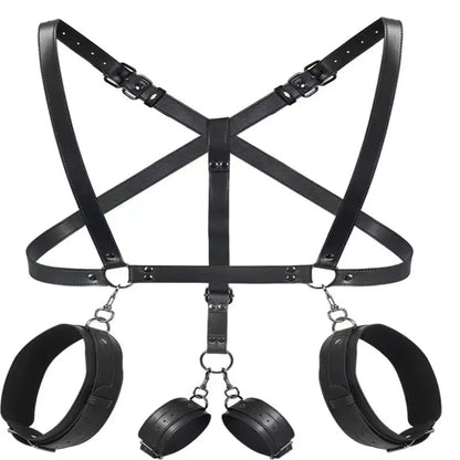 Leather Sex Bondage Suit Anal Hook Dribbling Gagged Anal Trainer Cosplay Ass Plug Fetish Slave Sex Toys Woman Man Erotic 18+