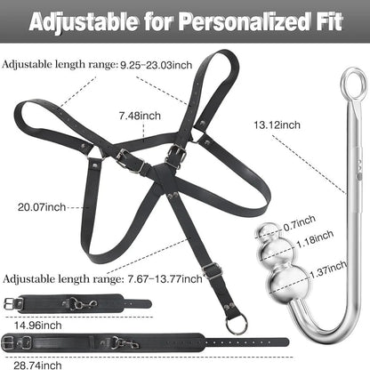 Leather Sex Bondage Suit Anal Hook Dribbling Gagged Anal Trainer Cosplay Ass Plug Fetish Slave Sex Toys Woman Man Erotic 18+