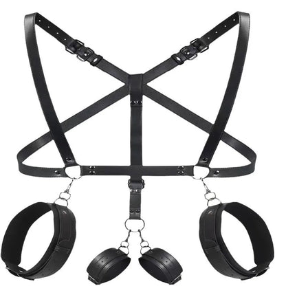 Leather Sex Bondage Suit Anal Hook Dribbling Gagged Anal Trainer Cosplay Ass Plug Fetish Slave Sex Toys Woman Man Erotic 18+