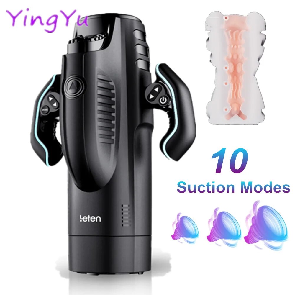 Leten 3D Machine Male Vagina, 10-Mode Retractable Automatic Sex Toy