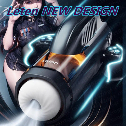 Leten 3D Machine Male Vagina, 10-Mode Retractable Automatic Sex Toy