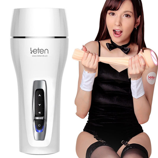 Leten Clamp Sucking Vibrating Male Masturbator Cup Realistic Vagina Real Pussy Sexual Moaning Sex Machine Sex Shop for Men