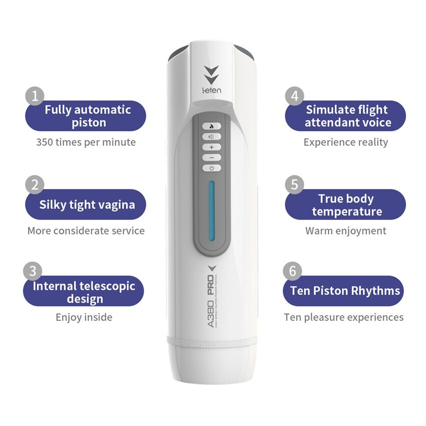 Leten Electric Piston Heating Vagina Vibrator, Male Automatic Overlength Thrusting Masturbation, Voice Sucking Sex Toys for Men