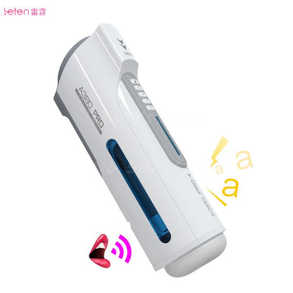 Leten Electric Piston Heating Vagina Vibrator, Male Automatic Overlength Thrusting Masturbation, Voice Sucking Sex Toys for Men