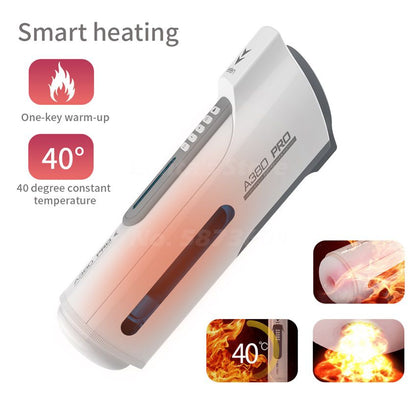 Leten Electric Piston Heating Vagina Vibrator Male Automatic Overlength Thrusting Masturbation Voice Sucking Sex Toys for Men