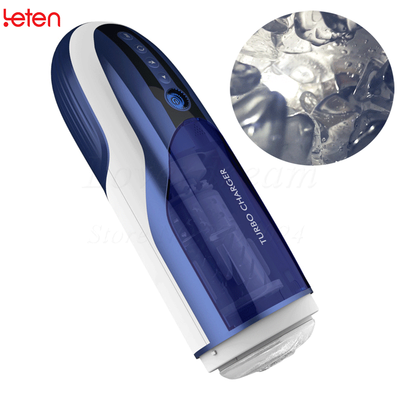 Leten Male Masturbation Cup Silicone Vagina Automatic Telescopic Piston Rotating Interactive Sex Moaning Sex Machine Toy for Men