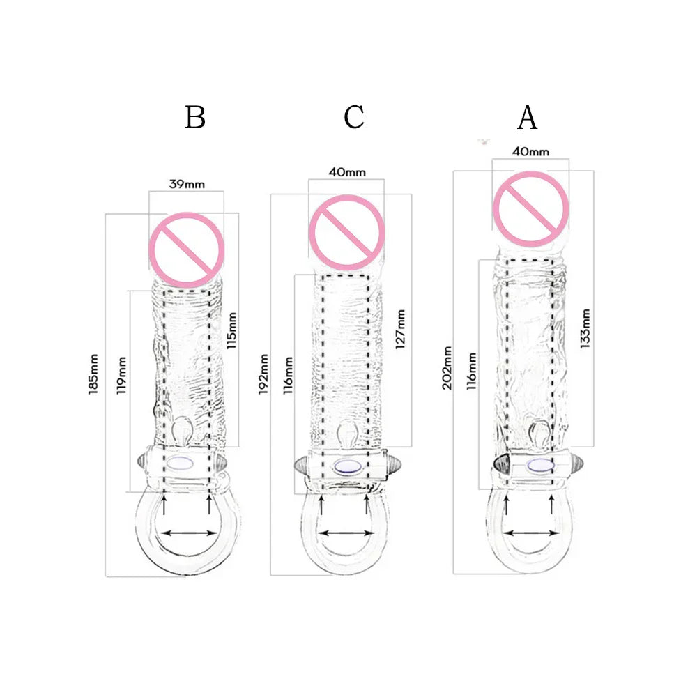 Man Penis Extender Dildo Sex Toys Condones Realistic Condoms for Men Penis Vibrator Sleeve Reusable Vibe Condoms Extend