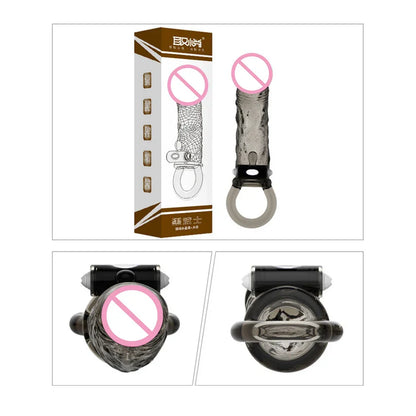 Man Penis Extender Dildo Sex Toys Condones Realistic Condoms for Men Penis Vibrator Sleeve Reusable Vibe Condoms Extend