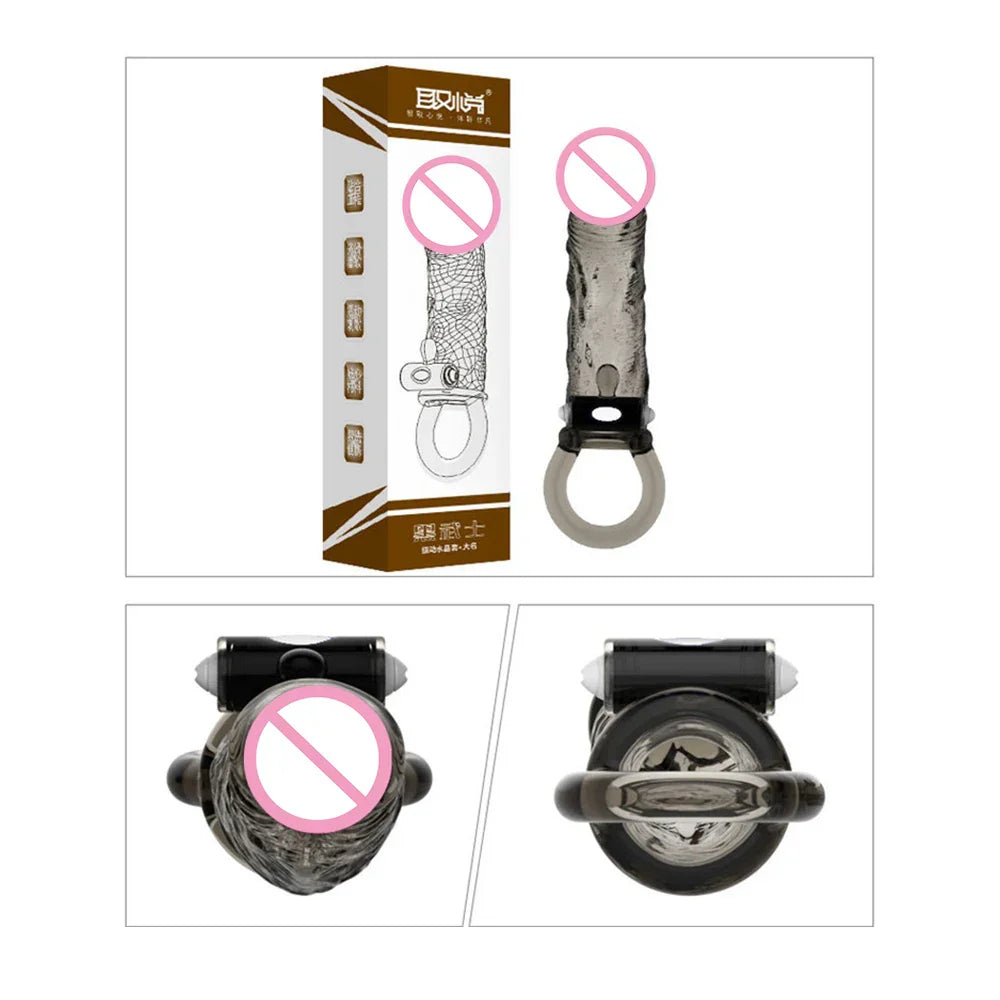 Man Penis Extender Dildo Sex Toys Condoms Realistic Condoms for Men Penis Vibrator Sleeve Reusable Vibe Condoms Extend