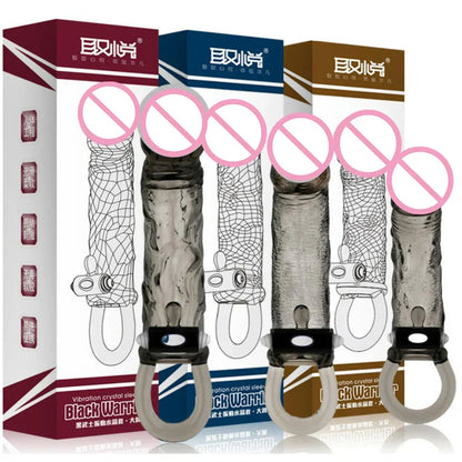 Man Penis Extender Dildo Sex Toys Condones Realistic Condoms for Men Penis Vibrator Sleeve Reusable Vibe Condoms Extend