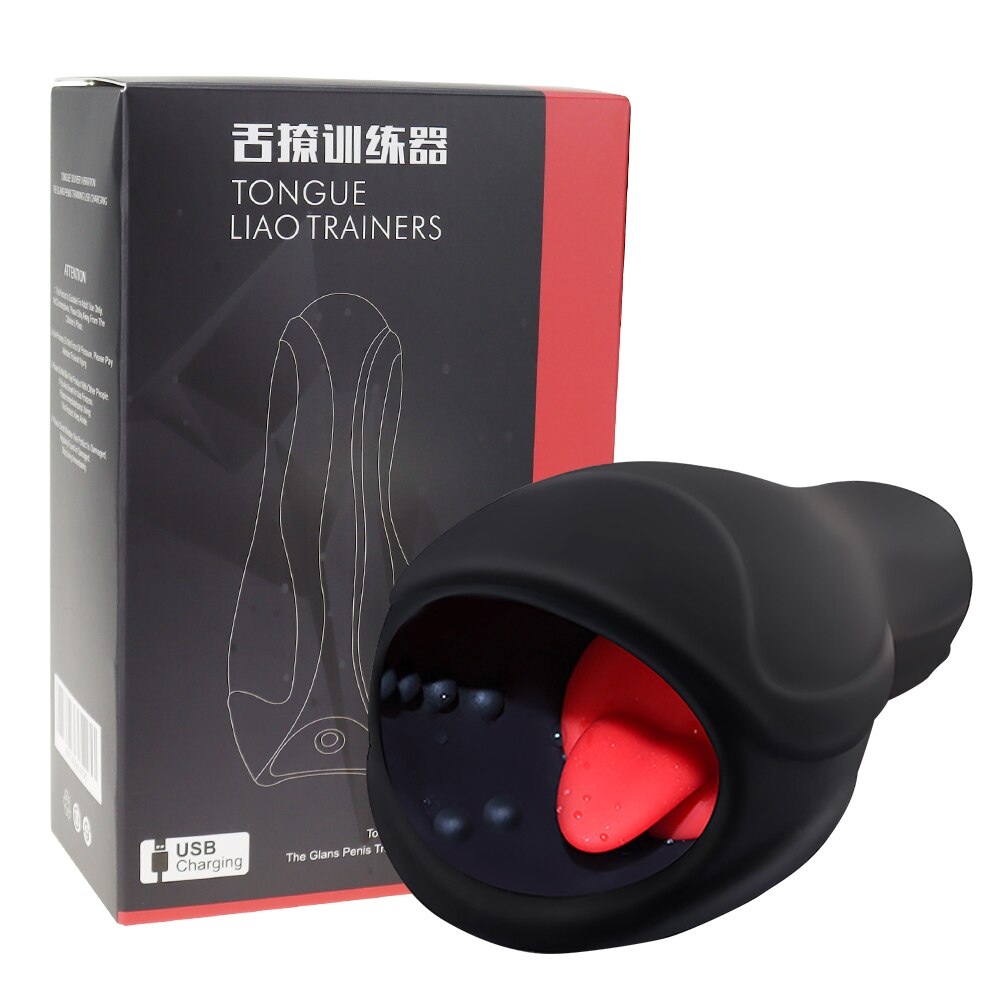 Automatic Licking Masturbation Cup Glans Massager Endurance Training Sex Toy for Men Penis Head Stimulator Male Vibrator