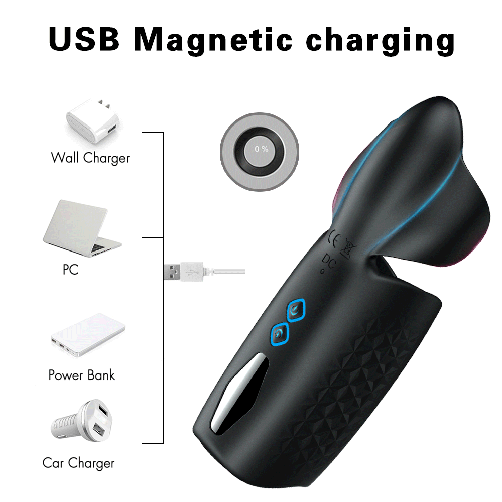 Male masturbator penis delay trainer electric pulse vibrator automatic oral climax glans massage vagina toy