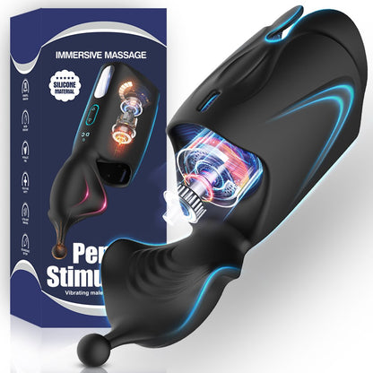 Male masturbator penis delay trainer electric pulse vibrator automatic oral climax glans massage vagina toy