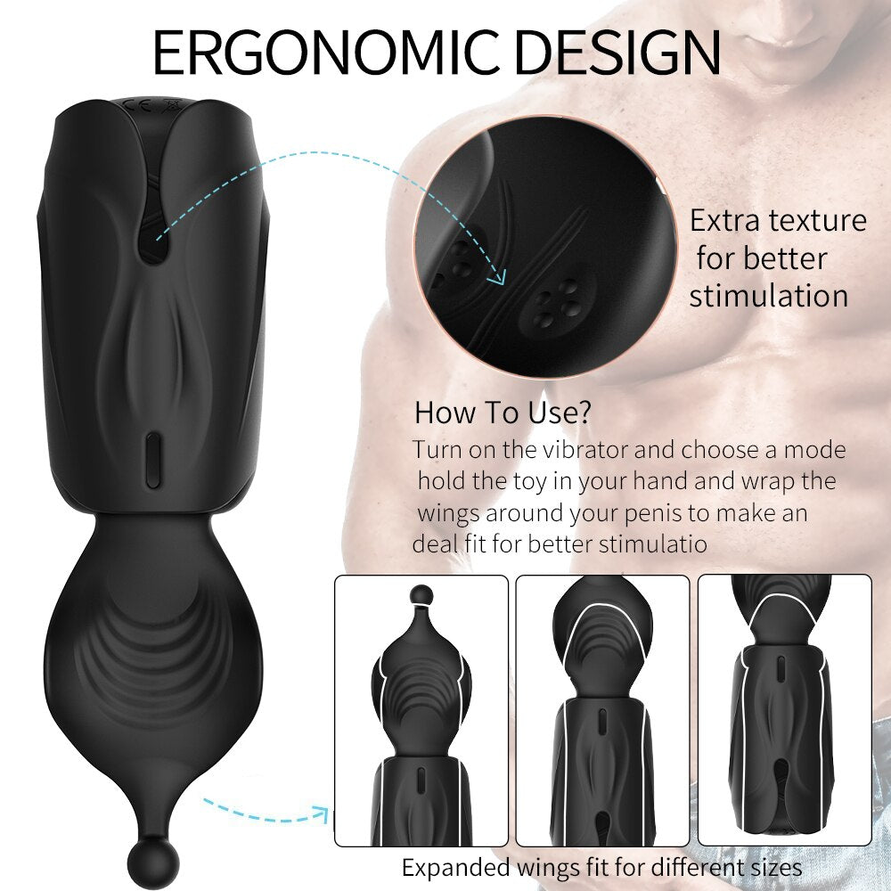 Male masturbator penis delay trainer electric pulse vibrator automatic oral climax glans massage vagina toy