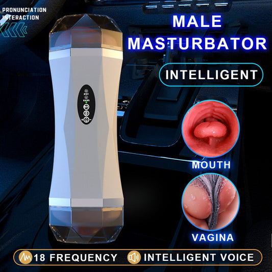 Male Masturbator for Genius Sound Oral Sex Vibrators Delay Exerciser Man Sex Toys Adult Masturbation Cup