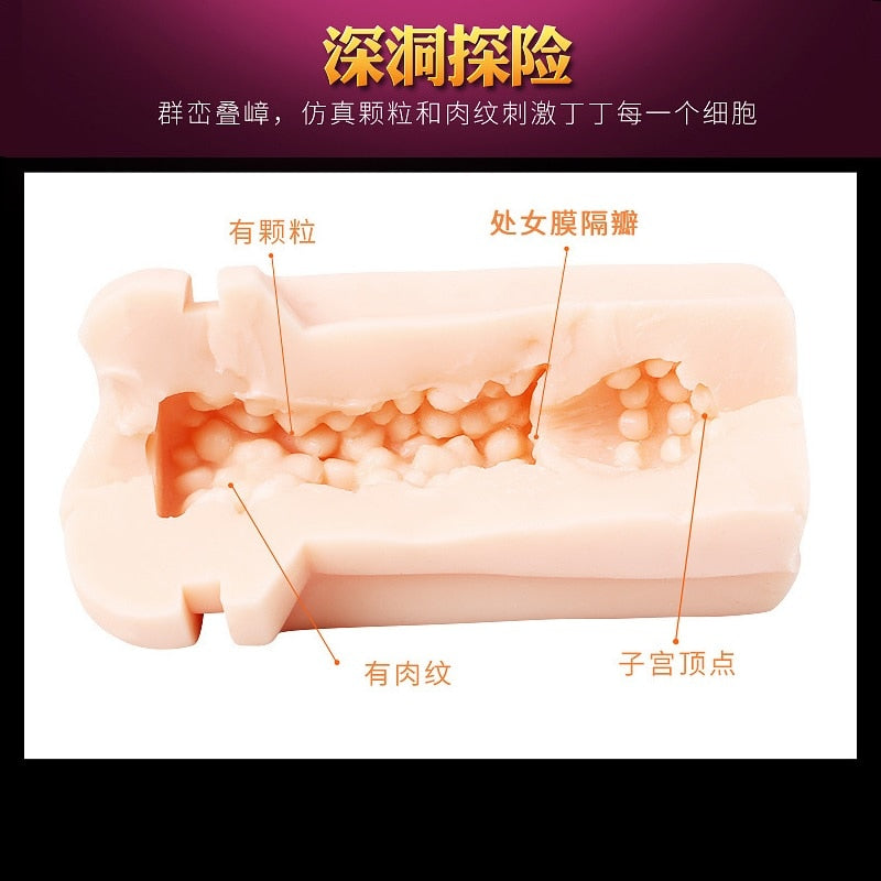 Male Masturbator Cup Silicone Realistic Vagina Mouth Oral Blowjob Adult Sex Toy Product