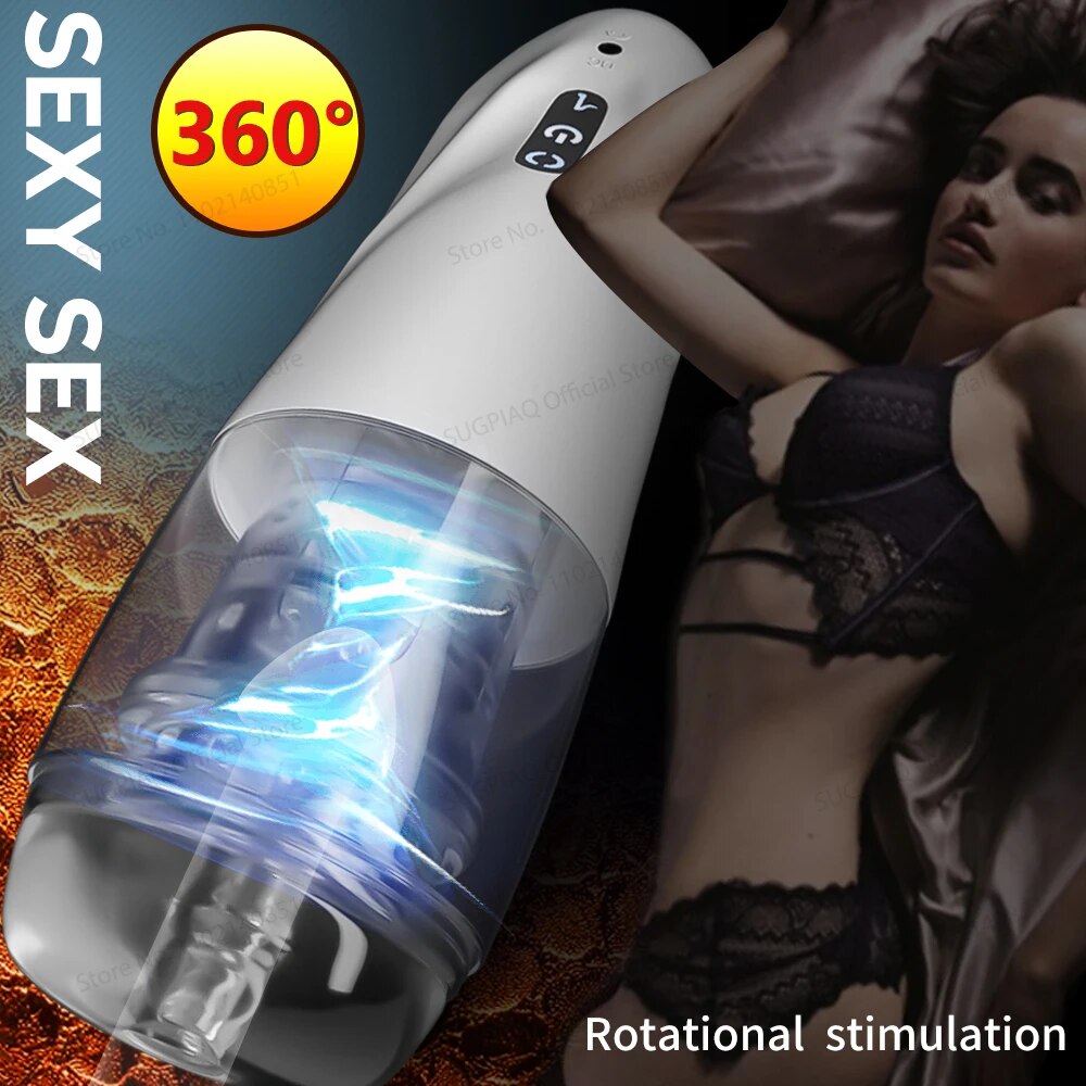 Male Masturbator Automatic Rotating Pussy Pocket Blowjob Silicone Vagina Sex Toys Adult Masturbation Device for Tool