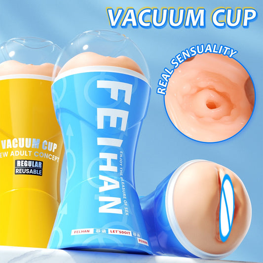 Male Masturbator Cup Vacuum Suction Silicone Vagina Pussy Sex Toy for Men Blowjob Masturbation Adult Product