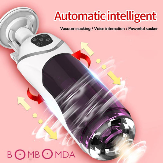 Men Vibrator Masturbator Cup Dick Telescopic Insertion Rotation Penis Suction 10 Speeds Electric Adult Sex Toy for Man Sex Shops