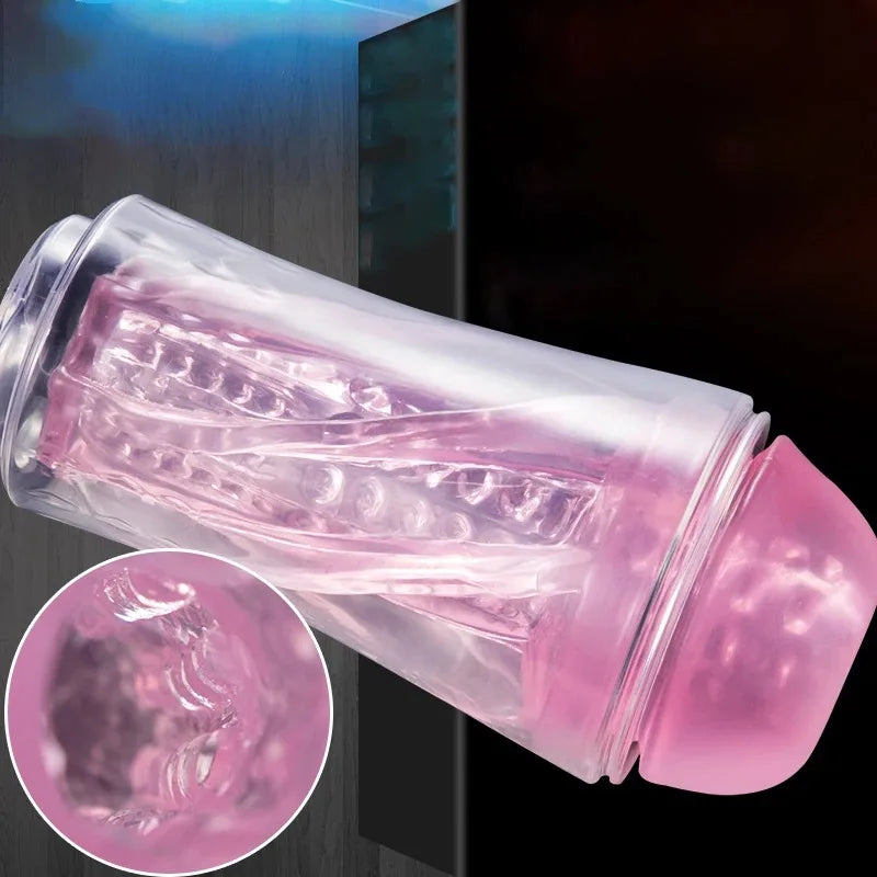 Men's Transparent Massage Masturbator Adult Erotic Toys Vagina Masturbation Blowjob Male Piston Automatic Masturbator Real Vagina