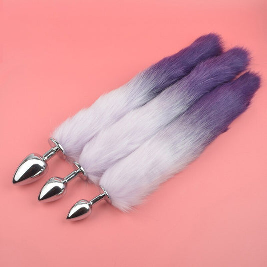 Metal with Gradient Color Fox Anal Plug Tail Flirting Anal Anal Plug Dilatation Ass Plug G-Spot Massage Masturbation Gay Sex Toys