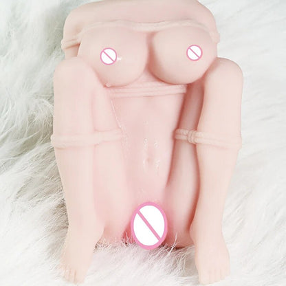 Mini Half-Body Realistic Vagina Butt Sense Male Masturbator Cup Anus Dual Channel Realistic Vagina Sex Toy