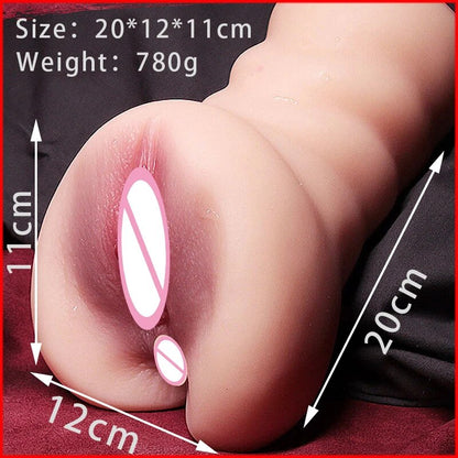Mini Half-Body Realistic Vagina Butt Sense Male Masturbator Cup Anus Dual Channel Realistic Vagina Sex Toy