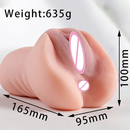 Mini Half-Body Realistic Vagina Butt Sense Male Masturbator Cup Anus Dual Channel Realistic Vagina Sex Toy