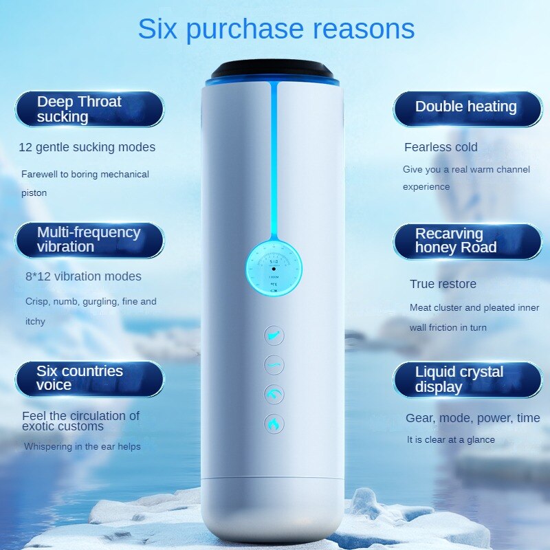 Automatic intelligent male masturbator cup automatic suction LCD display dual heating vagina masturbator sex toy