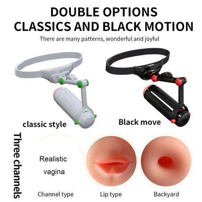 New Automatic Telescopic Wearable Male Masturbator Adjustable Articulate Arm Oral Anal Sex Machine Sex Toys for Men Masturbation