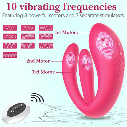 New Couple Vibrator Sex Toys, 3-Motor Couple Vibrators, 25M Remote Control Dildo Anal Vibrator Stimulator for Couples and Women