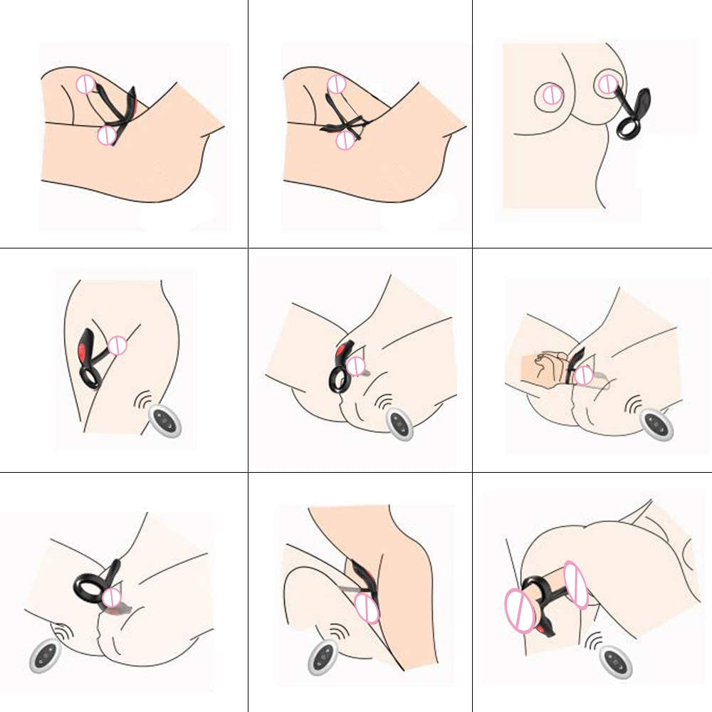 New Couples Delay Ejaculation Penis Vibrator with Double Cock Ring Nipple Massager Adult Sex Toys for Men Clitoris Stimulator