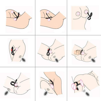 New Couples Delay Ejaculation Penis Vibrator with Double Cock Ring Nipple Massager Adult Sex Toys for Men Clitoris Stimulator