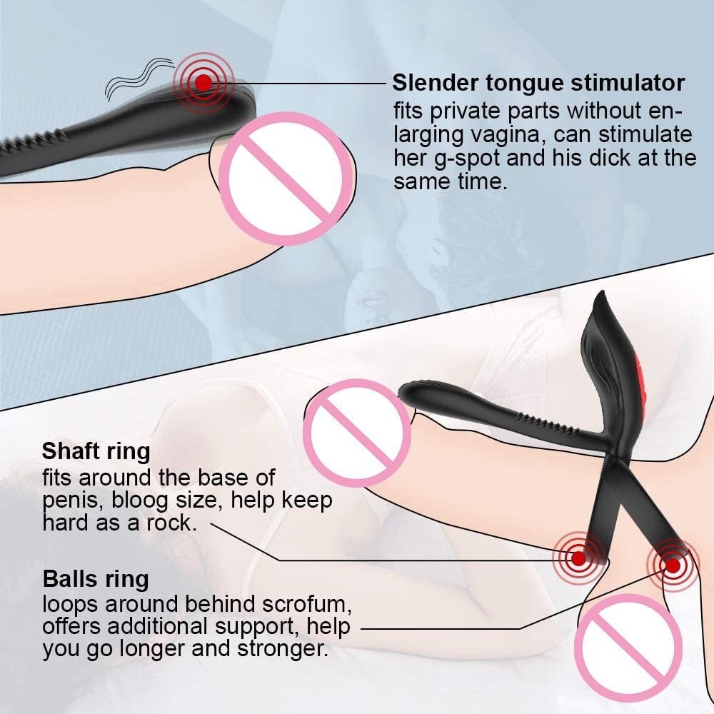 New Couples Delay Ejaculation Penis Vibrator with Double Cock Ring Nipple Massager Adult Sex Toys for Men Clitoris Stimulator