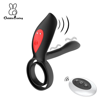 New Couples Delay Ejaculation Penis Vibrator with Double Cock Ring Nipple Massager Adult Sex Toys for Men Clitoris Stimulator