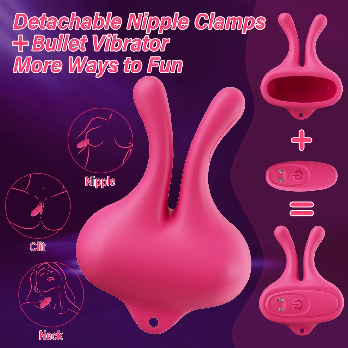 Nipple Vibrator, Vibrating Nipple Clamps, Women's Sex Toys, Clip, Breast Massage, Stimulation, Masturbator, BDSM Adult Toys for Female