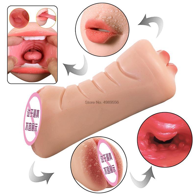 Soft Tongue Silicone Male Vagina Sex Toys Pocket Pussy Men Oral Masturbation Device for Adults Men 3D Masturbation Toys Adult