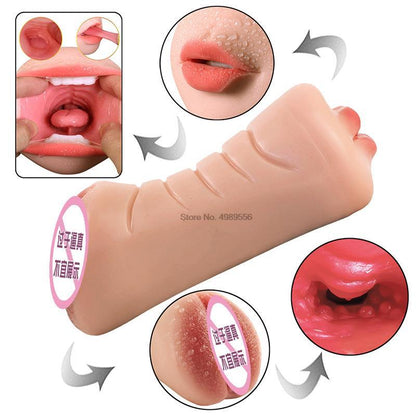 Soft Tongue Silicone Male Vagina Sex Toys Pocket Pussy Men Oral Masturbation Device for Adults Men 3D Masturbation Toys Adult