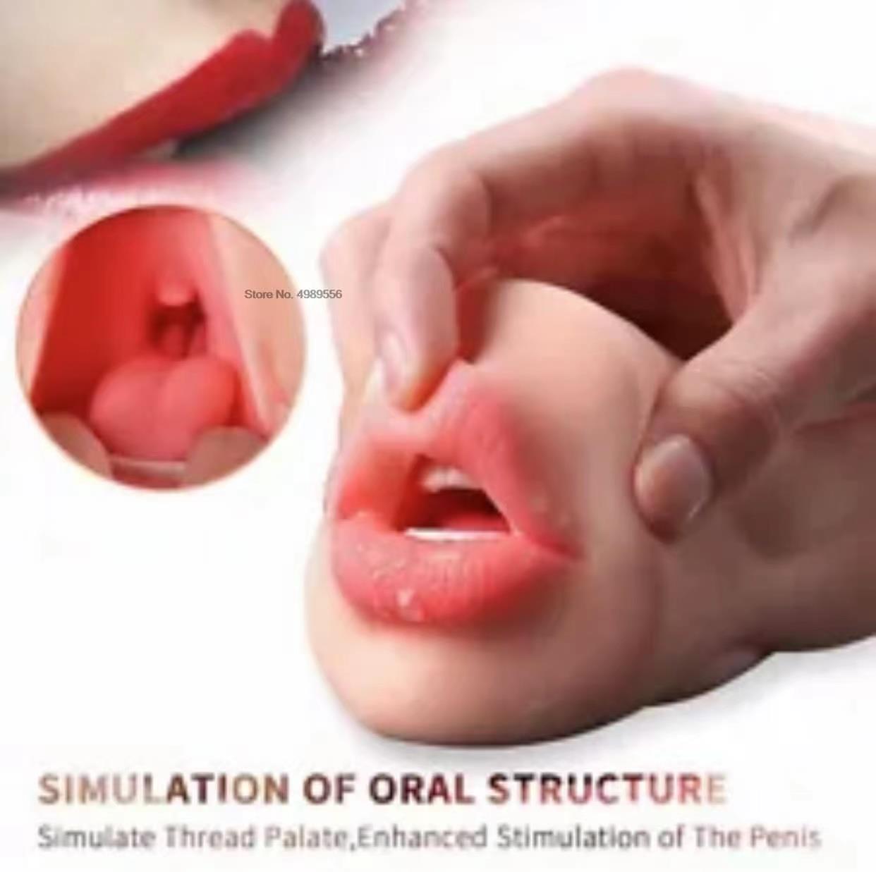 Soft Tongue Silicone Male Vagina Sex Toys Pocket Pussy Men Oral Masturbation Device for Adults Men 3D Masturbation Toys Adult