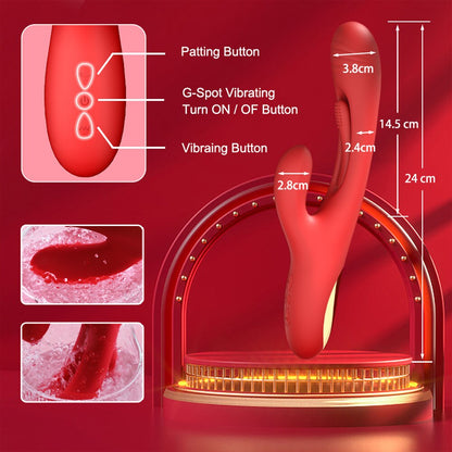Rabbit Patting Vibrator Clitoris Stimulator Massager for Women, Powerful G-Spot Vibrating Female Sex Toy, Masturbator, Adult Product
