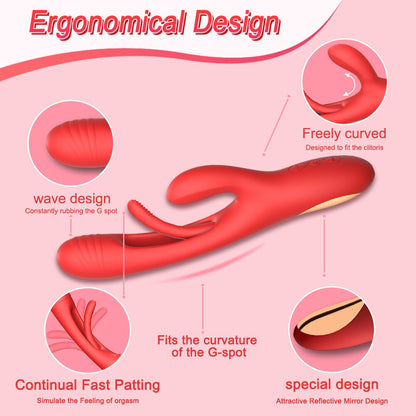 Rabbit Patting Vibrator Clitoris Stimulator Massager for Women, Powerful G-Spot Vibrating Female Sex Toy, Masturbator, Adult Product