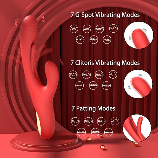 Rabbit Patting Vibrator Clitoris Stimulator Massager for Women, Powerful G-Spot Vibrating Female Sex Toy, Masturbator, Adult Product