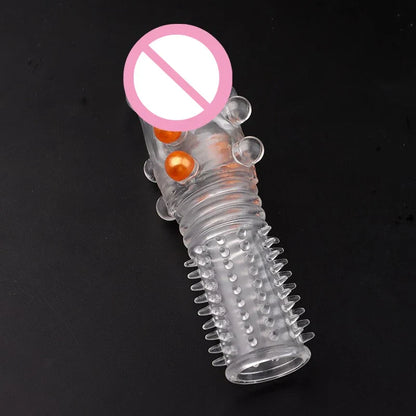 Penis Extender Sleeve Reusable Condoms Penis Enhancer Delay Ejaculation Sex Toys for Men Adult Lock Sperm Cock Ring Sex Shop