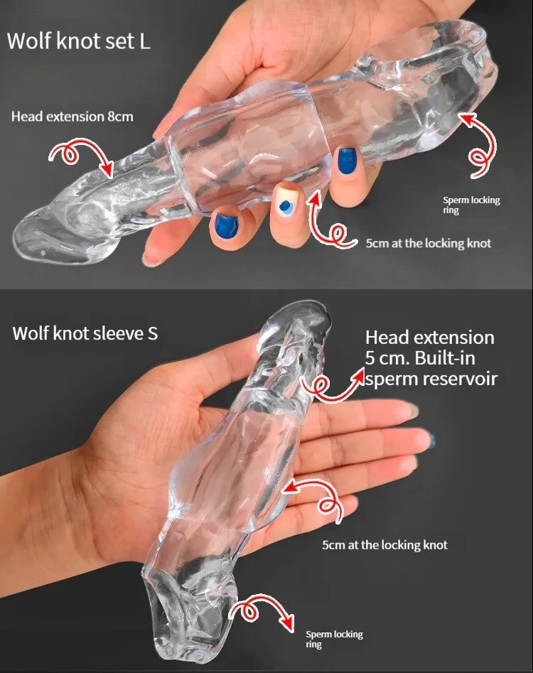Penis Extension Sleeve Extender 5-8cm Reusable Condoms Soft Delay Ejaculation Penis Extender Dick Sleeve Adult Sex Toys for Men