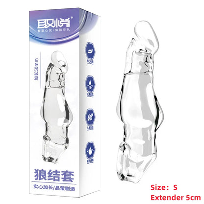 Penis Extension Sleeve Extender 5-8cm Reusable Condoms Soft Delay Ejaculation Penis Extender Dick Sleeve Adult Sex Toys for Men