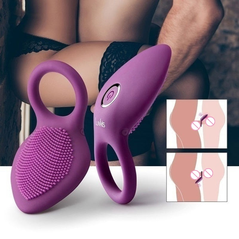 Penis Ring Vibrating Clitoris Stimulator G-Spot Sex Toys for Couples Vibro Delay Lick Vagina Orgasm Lock Fine Sleeve Vibrator