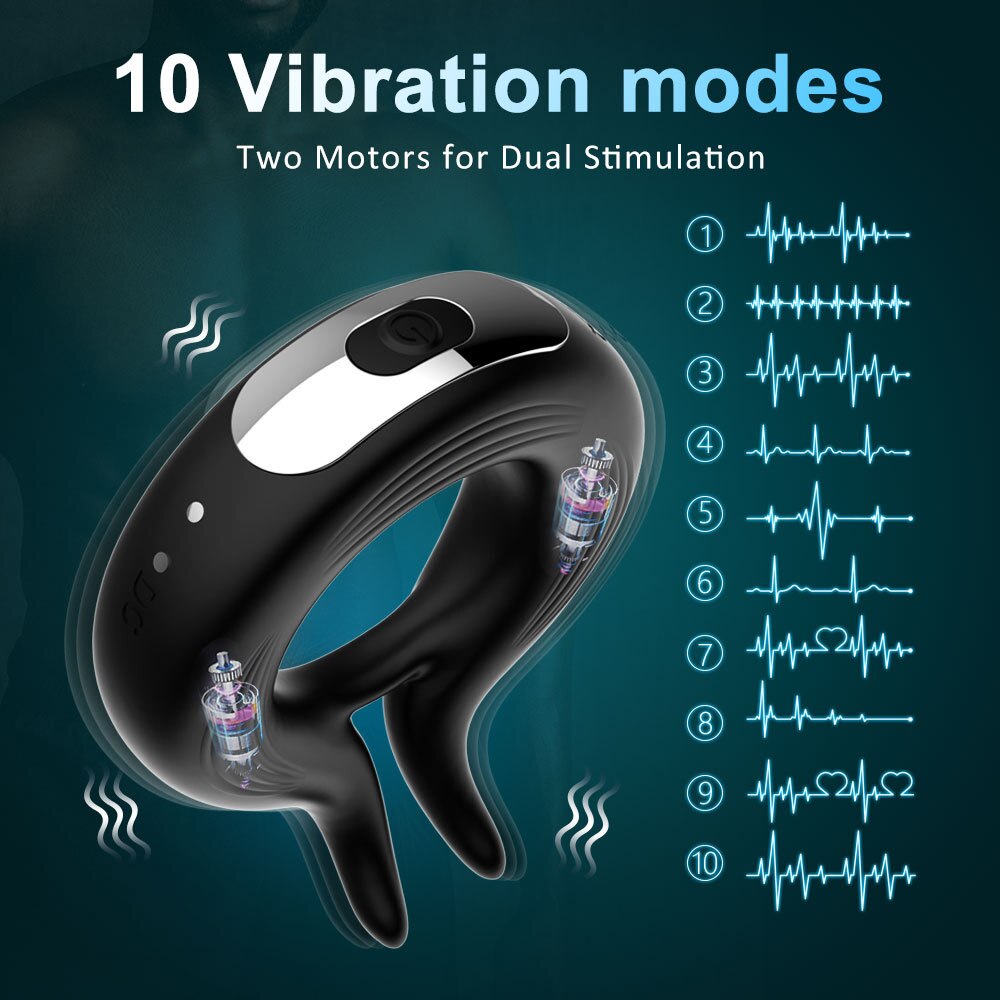 Wireless Remote Control Penis Vibrator Ring for Men Delay Ejaculation Vibrating Cock Ring Male Masturbator Adult Sex Toy 18+