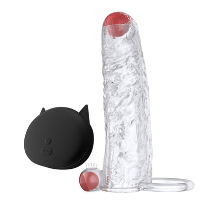Penis Vibrator Extender Sleeve Delay Ejaculation Reusable Condom Extension Cock Ring Adult Toy for Adults Dick Enlarger