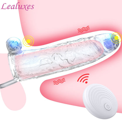Penis Vibrator Extender Sleeve Delay Ejaculation Reusable Condom Extension Cock Ring Adult Toy for Adults Dick Enlarger